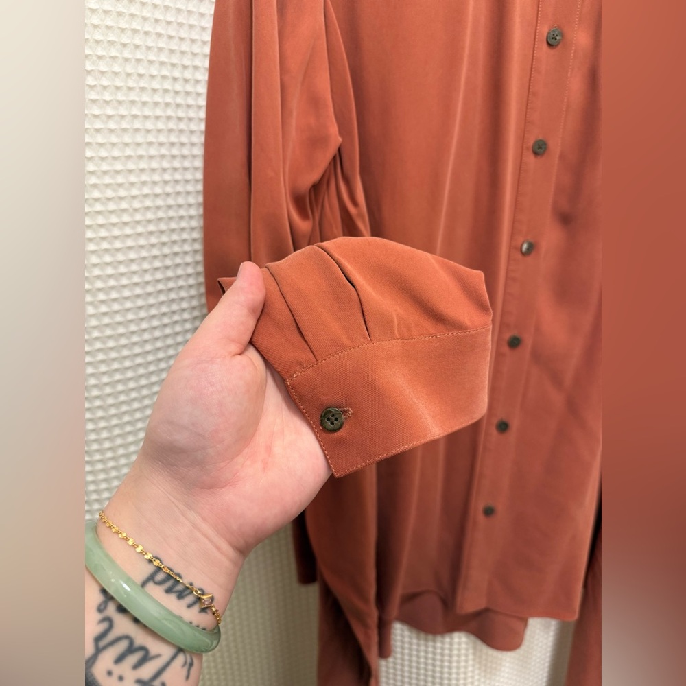 Anthropologie Terracotta Wrap-Front Button Down Shirt - Large - Picture 6 of 10